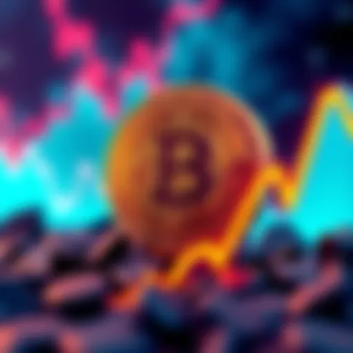 An illustration showing Bitcoin's stability around $60K while a downward trend line represents potential stock market correction.