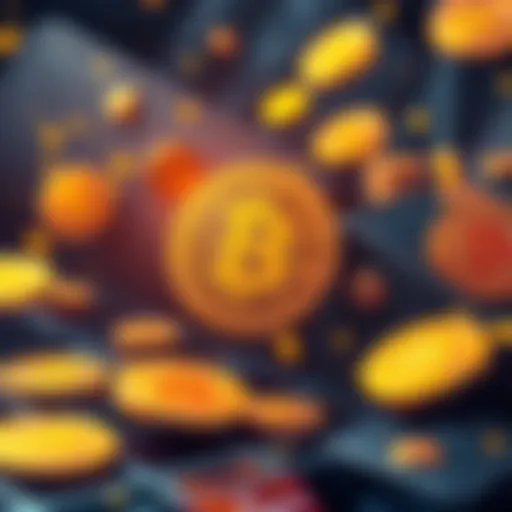 An illustration showing Bitcoin coins moving between wallets, symbolizing over 8% of the supply changing hands as markets react to news.