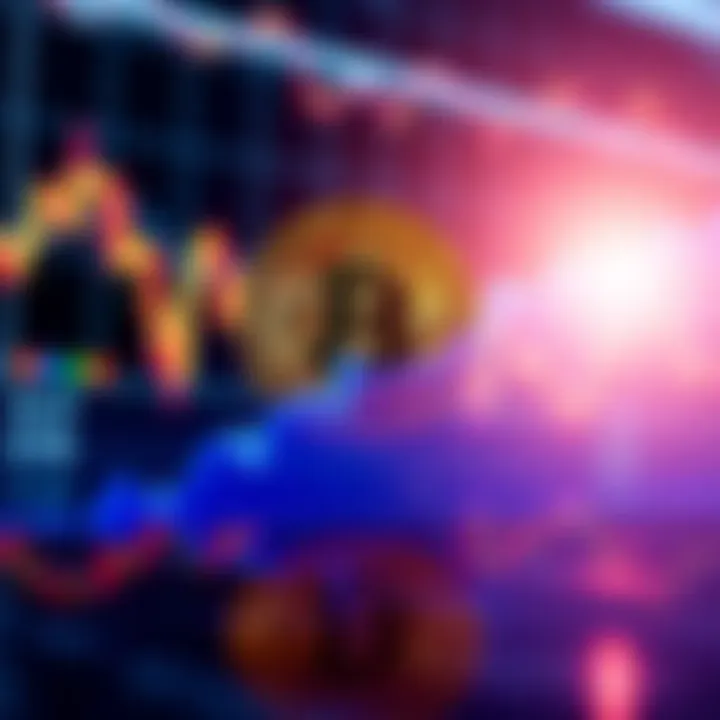 A Bitcoin symbol displayed prominently in front of a rising chart, symbolizing growth and value in the cryptocurrency market.