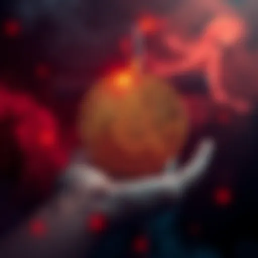 A Bitcoin symbol surrounded by a religious cross, representing the debate of faith and currency.