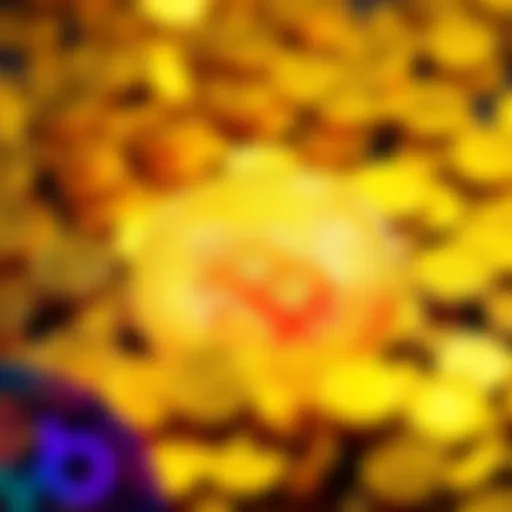 A Bitcoin symbol surrounded by shiny gold coins, representing the strength of Bitcoin in the digital currency world.