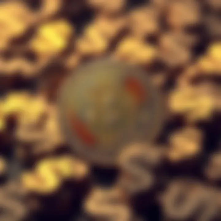 A Bitcoin symbol surrounded by dollar signs representing its influence on the financial market