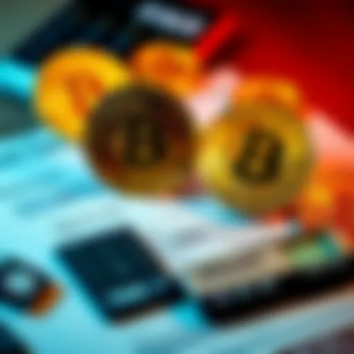 Bitcoin Tax Guide An illustration showing Bitcoin coins with a tax form and calculator, representing tax implications in the UK