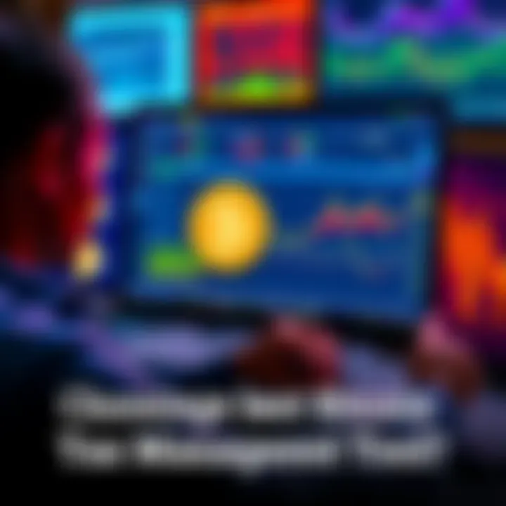 A person analyzing Bitcoin transactions on a computer with tax management software open, surrounded by graphs and charts.