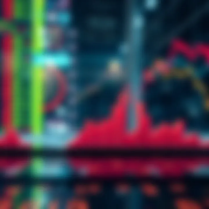 A graph shows Bitcoin's price decline juxtaposed with tech stocks' rise, illustrating market trends.
