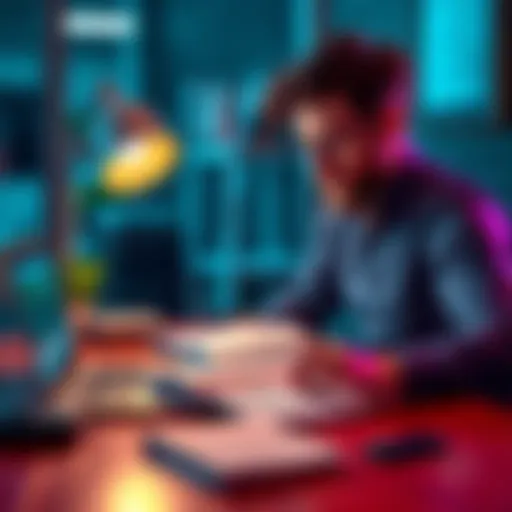 A person studying a Bitcoin textbook with notes and a laptop on a desk