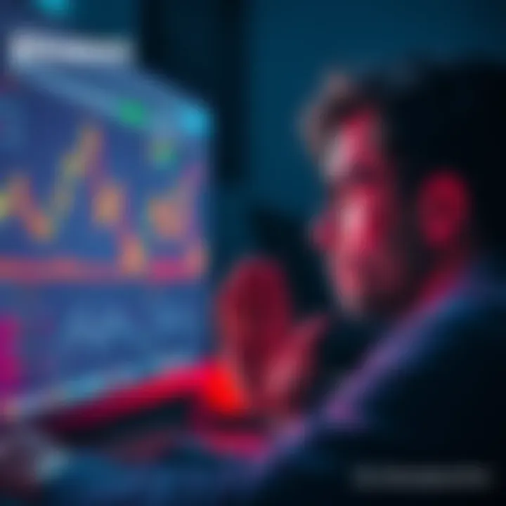 A person looking at a computer screen with Bitcoin charts, expressing feelings of regret and relief after selling cryptocurrency.