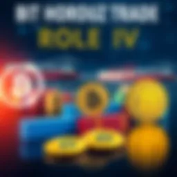 A graphic showing Bitcoin symbols alongside shipping containers, illustrating Bitcoin's impact on global trade amid the Hormuz Strait closure.