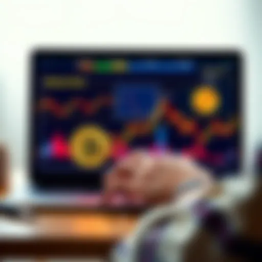 A person analyzing Bitcoin price charts on a laptop, showcasing strategies for investing.