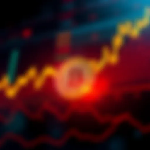 A chart displaying Bitcoin's overbought condition with a rising line graph and declining trading volume indicators.