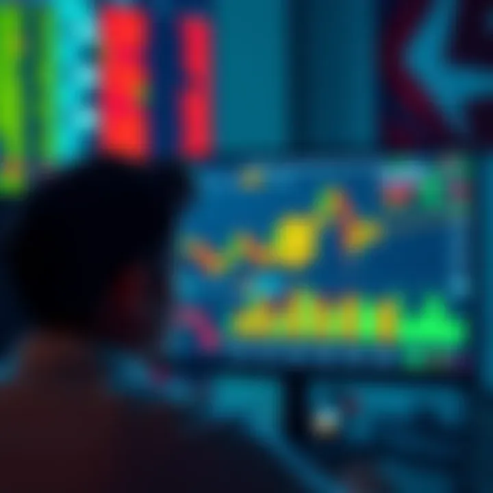 A person looking at a computer screen displaying a Bitcoin trading platform with charts and graphs, symbolizing safe trading options.