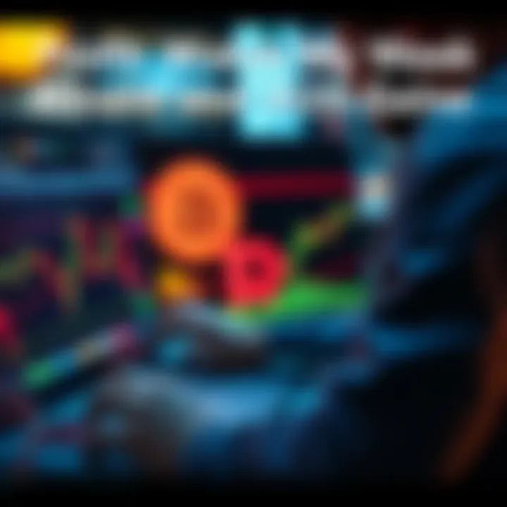 A person analyzing Bitcoin trends on a laptop with trade charts visible