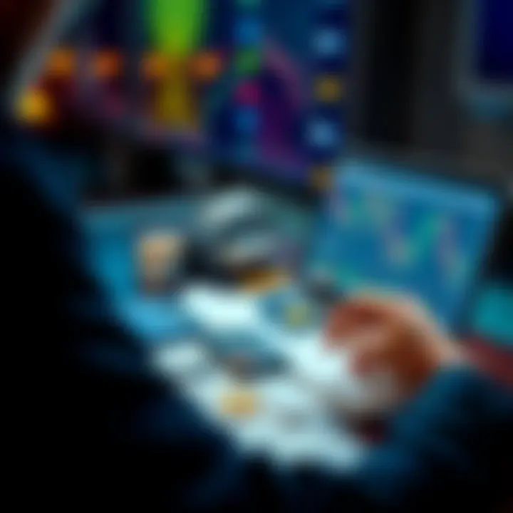 A person analyzing Bitcoin charts on a laptop, surrounded by notes and a calculator, reflecting on their trading experiences.