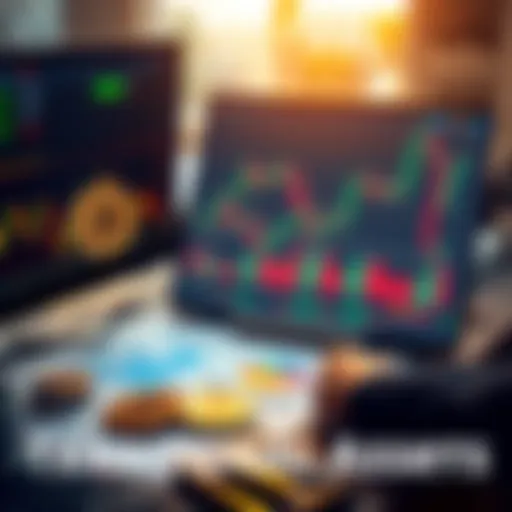 A person analyzing Bitcoin charts alongside stock market graphs and bonds on a desk.