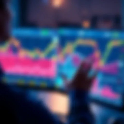 A person watching Bitcoin price charts on a computer screen, showing fluctuations and losses.