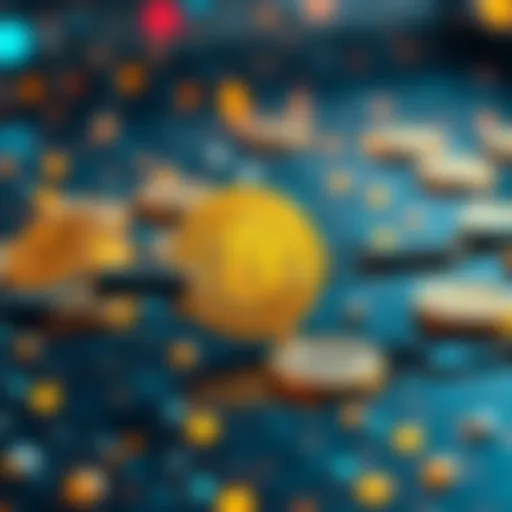 A visual representation of Bitcoin transactions with digital coins linked by a chain, showcasing the blockchain technology at work in 2025.