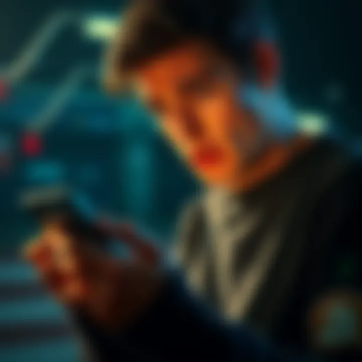 A person looks worried while checking their phone, showing a Bitcoin transaction error after sending it to the wrong wallet.