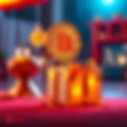 A visual representation of sending Bitcoin as a gift for a wedding, showing digital currency symbols and a gift box