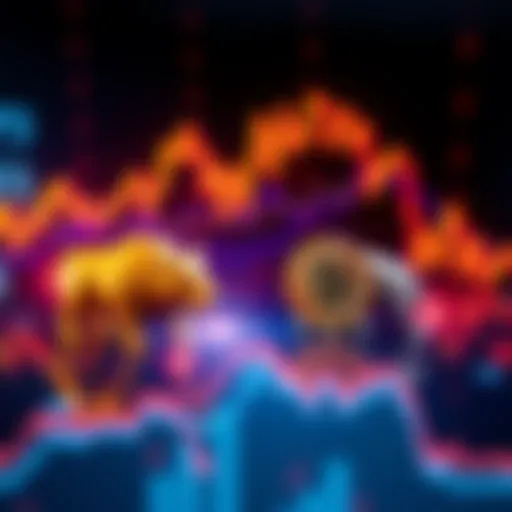 A graphic showing Bitcoin price fluctuations with bull and bear symbols, illustrating market movements during regulatory changes.