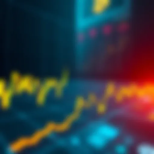 A graph showing Bitcoin price fluctuations with upward and downward spikes, indicating market speculation.