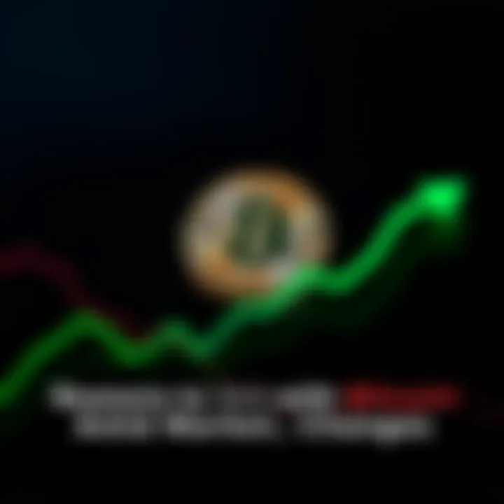 A Bitcoin symbol overlaid with a green upward trend line on a dark background, representing market resilience.