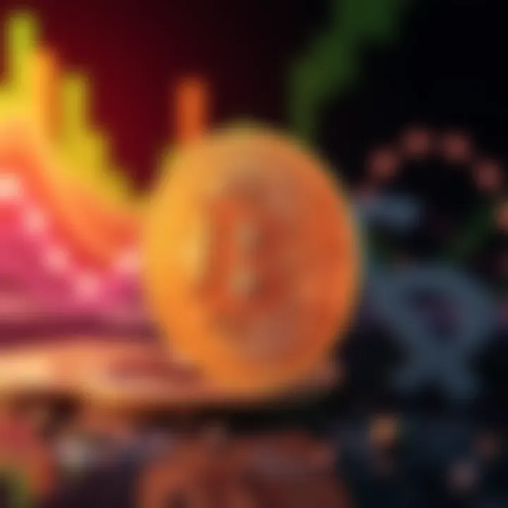 A visual representation of Bitcoin and USD symbols, highlighting their contrasting paths in finance.