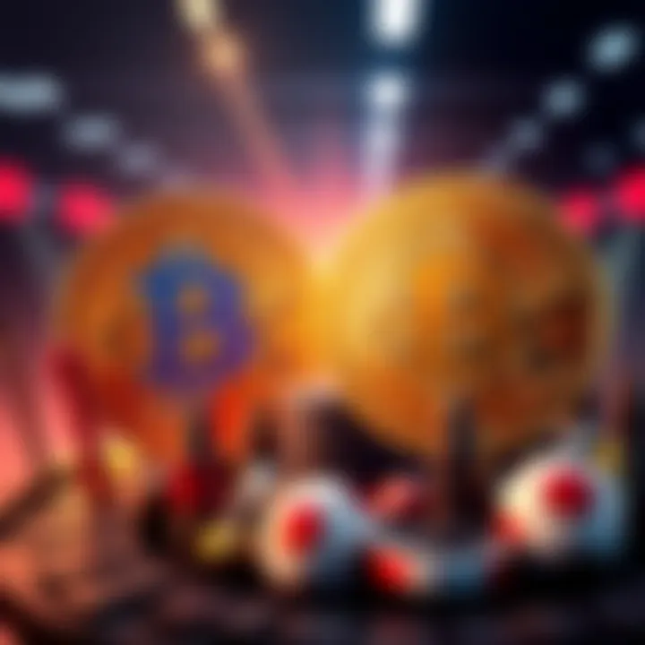A graphic showing Bitcoin and USDT logos with symbols representing sports betting activities