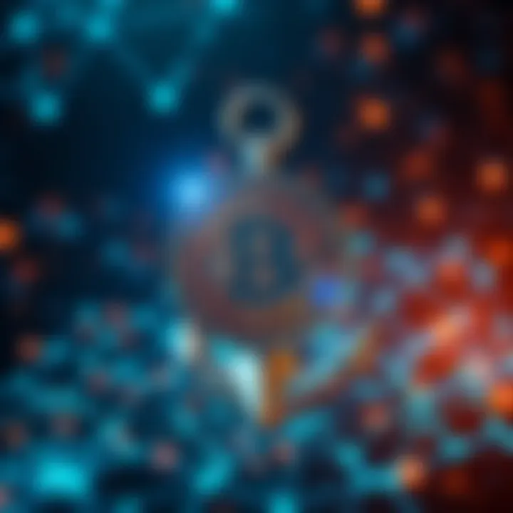 A visual representation of Bitcoin symbolizing stability and value, with a backdrop of a strong network and digital connections.