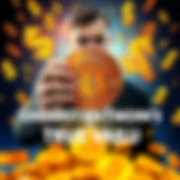 A person holding a Bitcoin symbol with a confident expression, surrounded by fluctuating dollar signs to illustrate the contrast between true Bitcoin holders and anxious traders.
