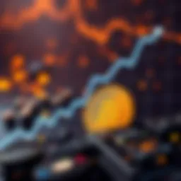 A visual representation of Bitcoin's potential future value with a rising graph and a Bitcoin coin in focus, symbolizing growth and investment.
