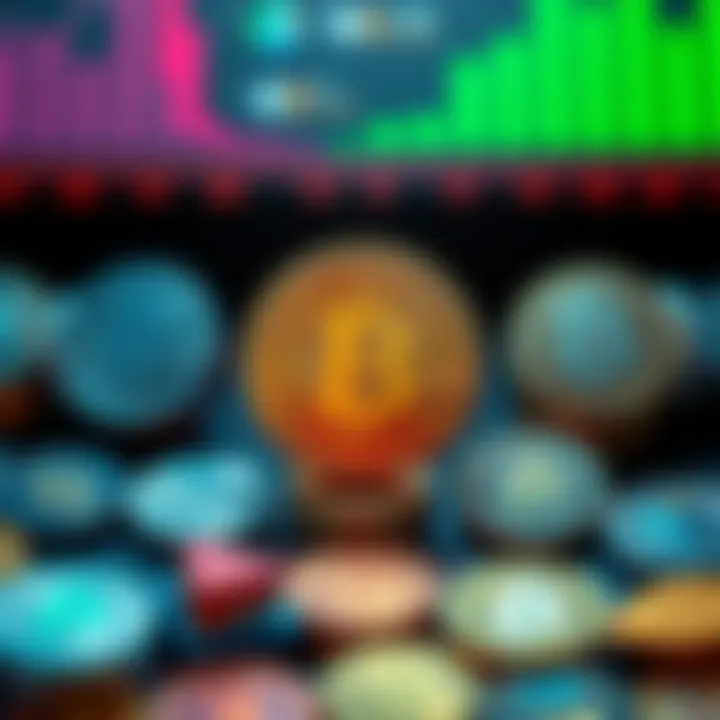 A graphic showing Bitcoin symbol alongside various other cryptocurrency symbols, representing investment choices.