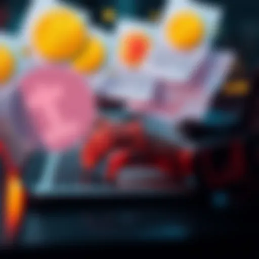 A person typing on a laptop with Bitcoin symbols and legal documents in the background, representing liability concerns.