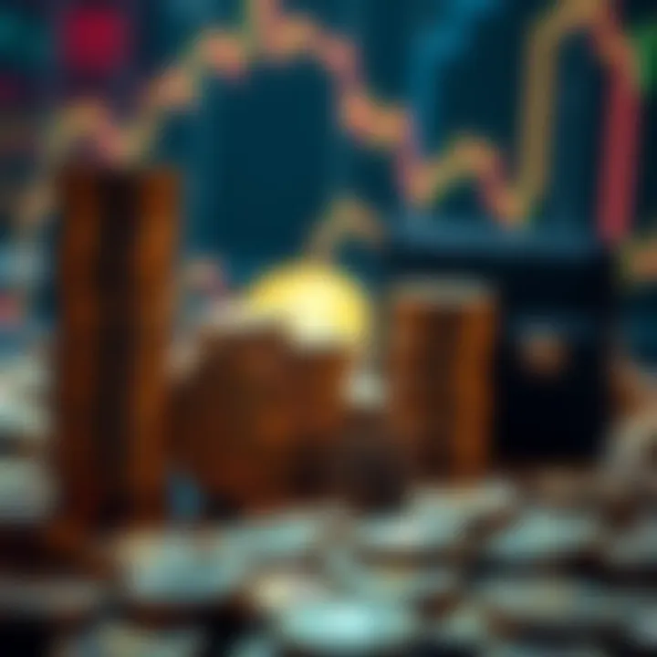 Visual representation of Bitcoin wallets accumulating coins with a focus on mid-to-large wallets. The image shows stacks of Bitcoin symbols increasing in size, symbolizing growth in holdings.