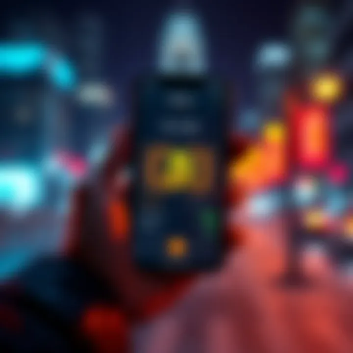 A person holding a smartphone displaying a Bitcoin wallet app with a simple interface.