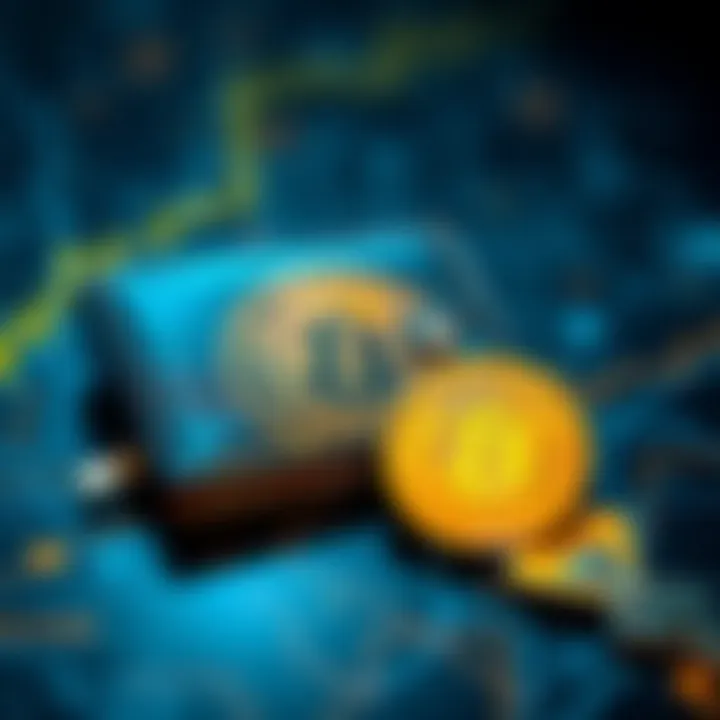 Bitcoin Wallet and Private Key A digital representation of a bitcoin wallet with a private key, illustrating safe cryptocurrency transactions and management.