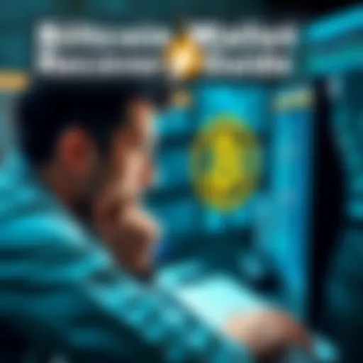 A person looking at their computer screen, frustrated while trying to recover a Bitcoin wallet with a 12-word seed phrase and password.