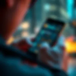 A close-up of a person using a smartphone to manage Bitcoin transactions, with a digital wallet interface visible on the screen.