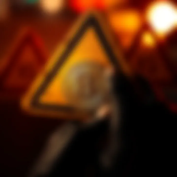 A Bitcoin symbol surrounded by a caution sign, representing skepticism about cryptocurrency