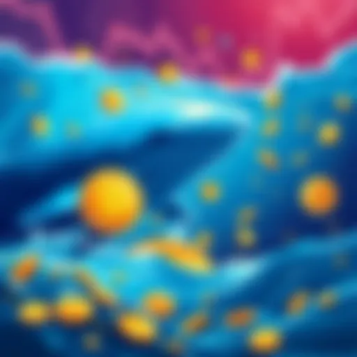 Illustration of Bitcoin whales selling coins while retail investors are buying. A visual contrast between large investors offloading assets and smaller buyers actively participating in the market.