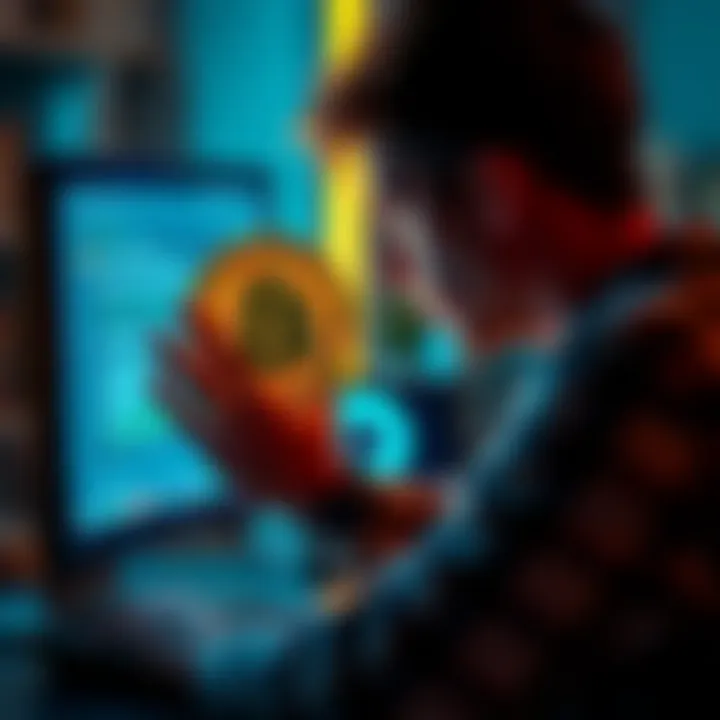Bitcoin withdrawal issue A person frustrated while trying to withdraw Bitcoin from an Onion wallet, looking at a computer screen showing an error message