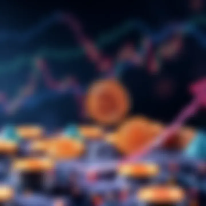 A graphic showing Bitcoin symbols with an upward trend arrow, symbolizing its growth in 2025.