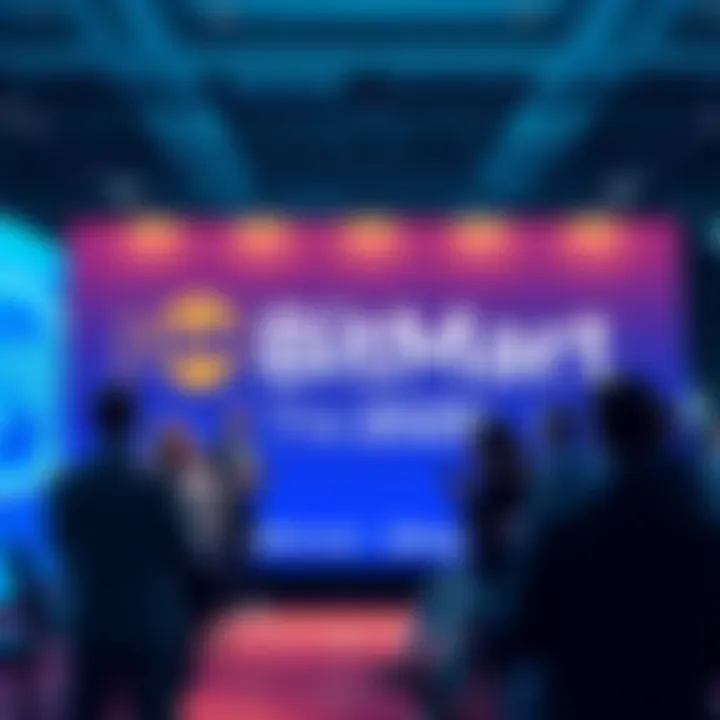 BitMart logo displayed prominently at The Bridge 2025 event with industry leaders discussing digital assets.