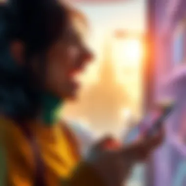 A person sharing their experience with the BitMart Card while shopping online, showing excitement and a smartphone in hand.