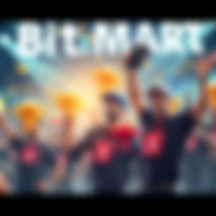 Winners of the BitMart Card Referral Race holding rewards and celebrating their achievements