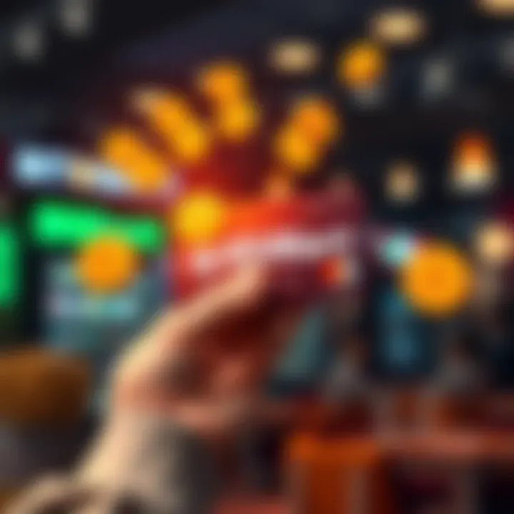 A person holding a BitMart Card with cashback and bonus symbols around it