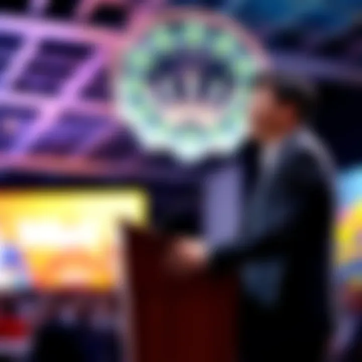 Nenter Chow speaking at a podium during the Capital Summit in Denver, discussing Web3 ownership changes.