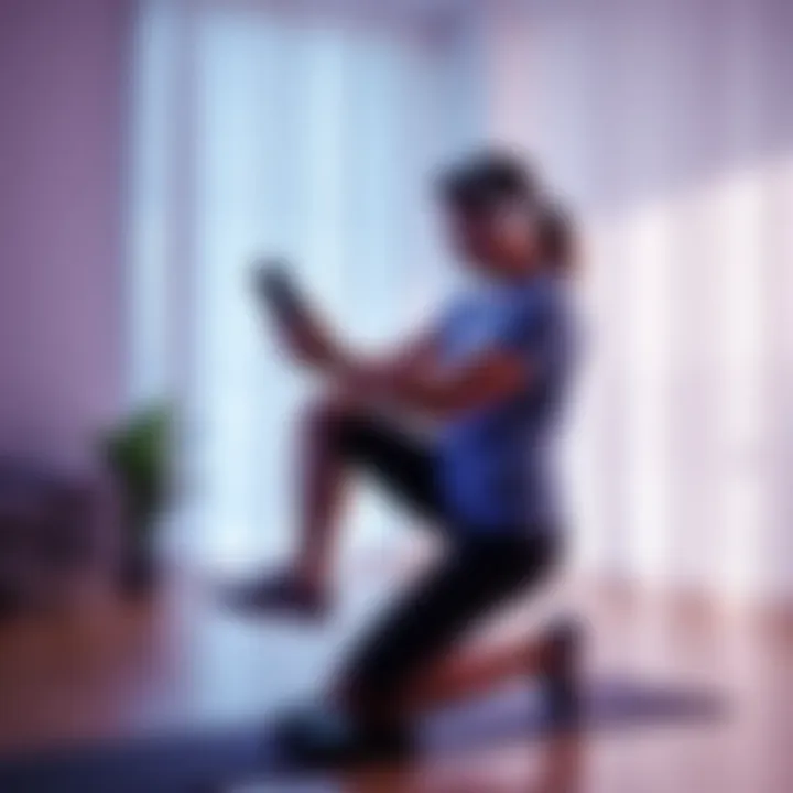 Person using BitMart Exercise Kit in a bright room A person performs exercises with the BitMart Exercise Kit, showcasing fitness gear designed for morning workouts.