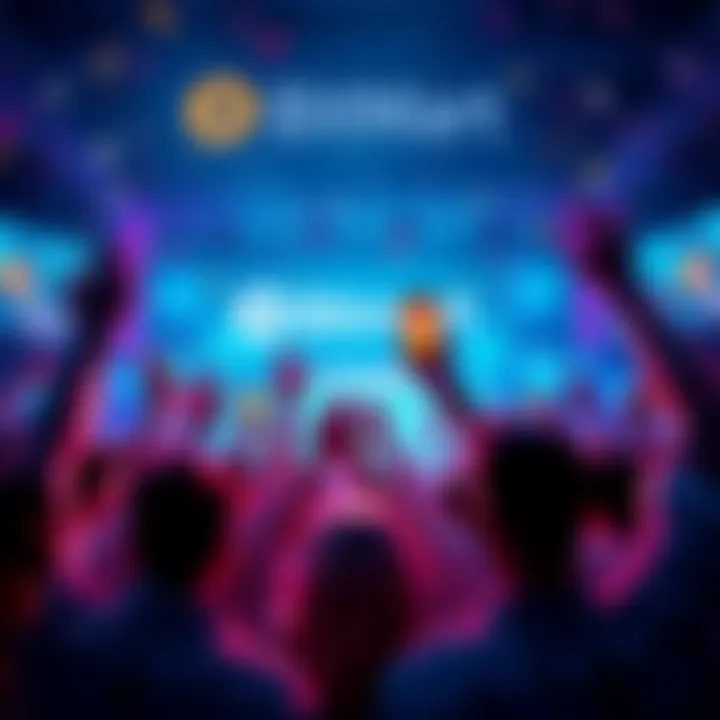 People celebrating the BitMart and POSK cryptocurrency airdrop event with excitement and rewards