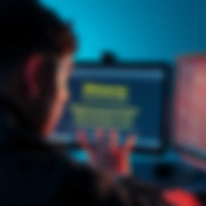 A shocked person looking at a computer screen displaying a message about their Bitstamp account termination and missing funds