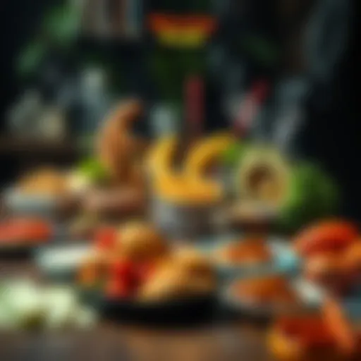 A table filled with unusual and shocking food items, showcasing various strange dishes that people are trying.